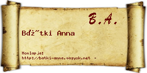Bátki Anna névjegykártya