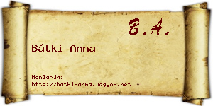 Bátki Anna névjegykártya